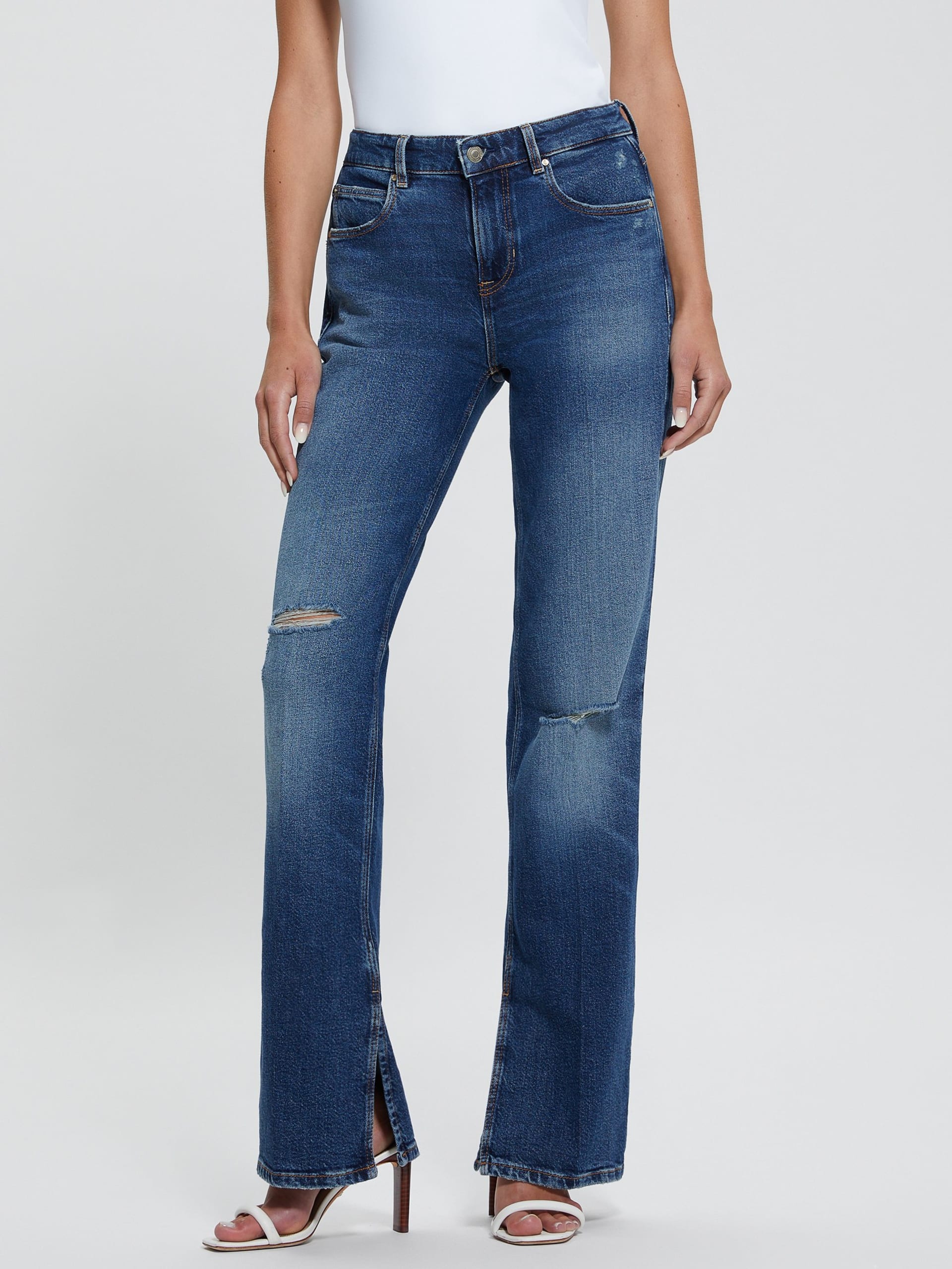 Calça jeans Eco Paulette Flare com fenda