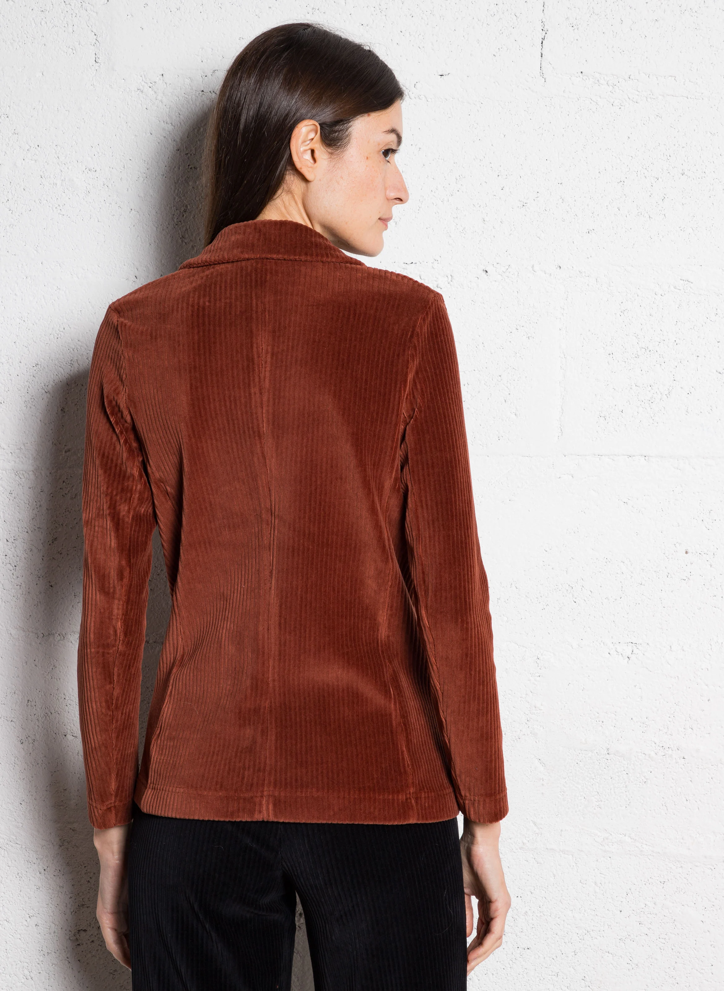 BLazer col tailleur en coton mélangé | Marron