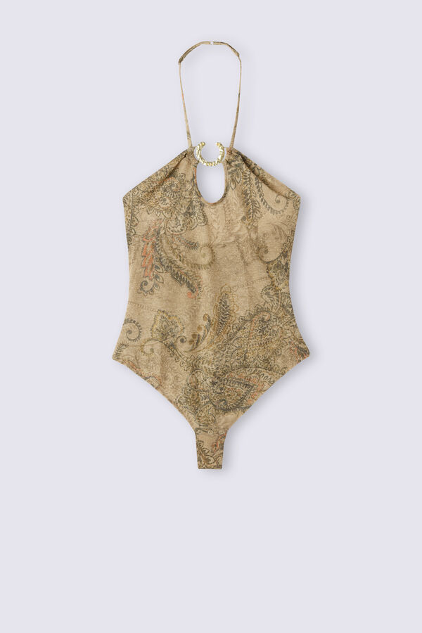 Body de malha lamê Deusa Dourada