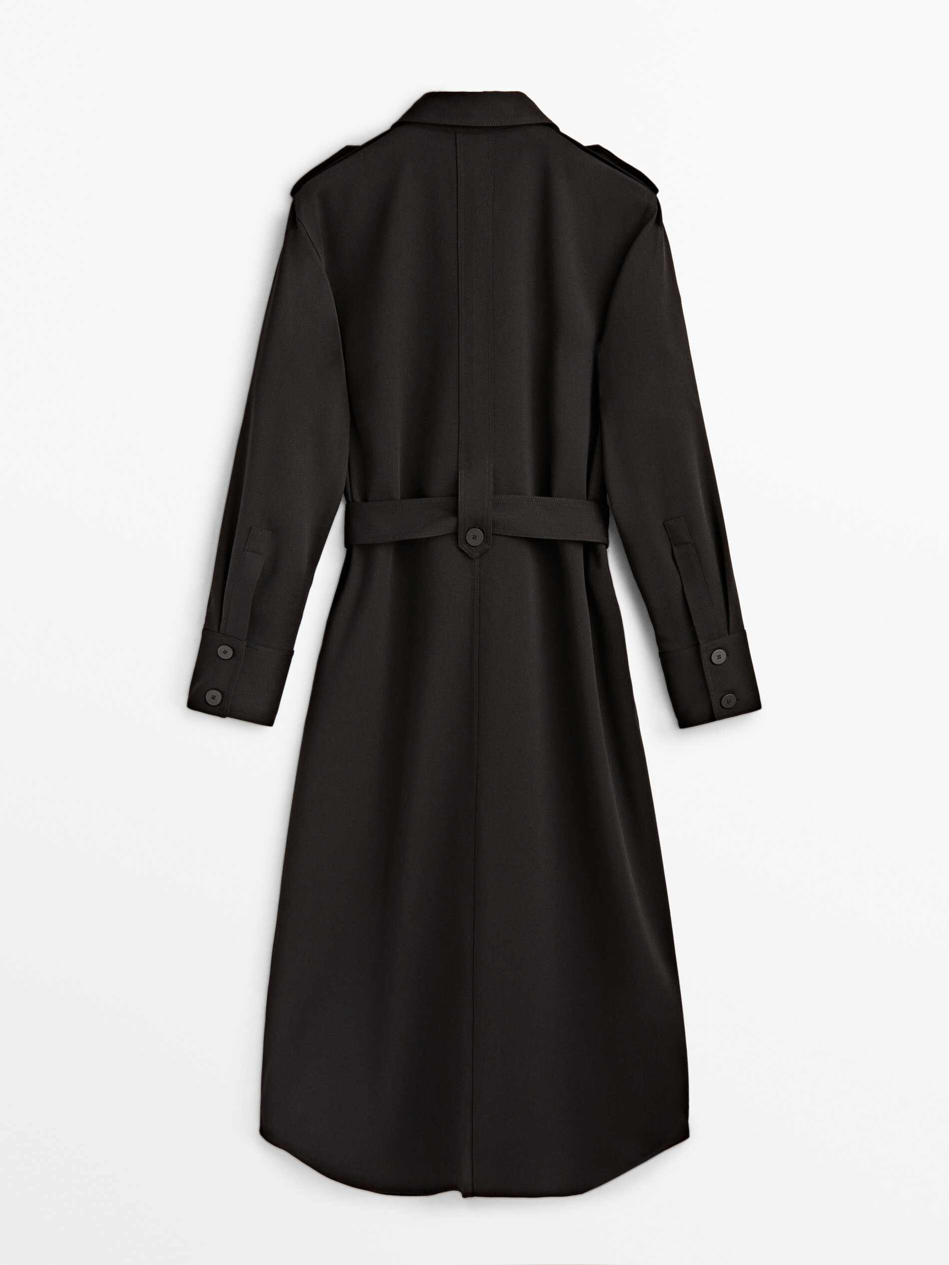 Vestido midi camisa com cinto - PRETO
