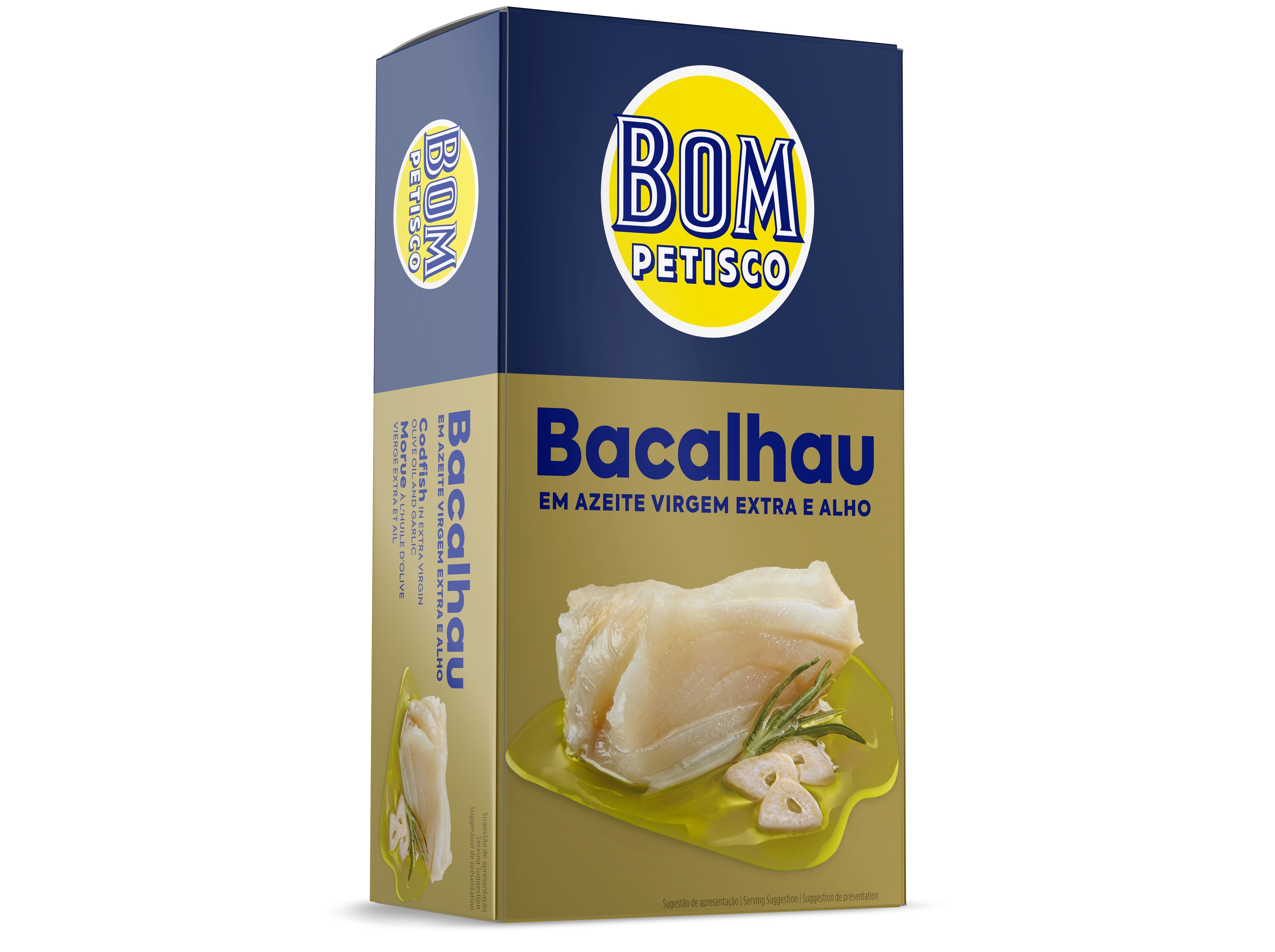 BACALHAU BOM PETISCO EM AZEITE VIRGEM ALHO 120(80)G