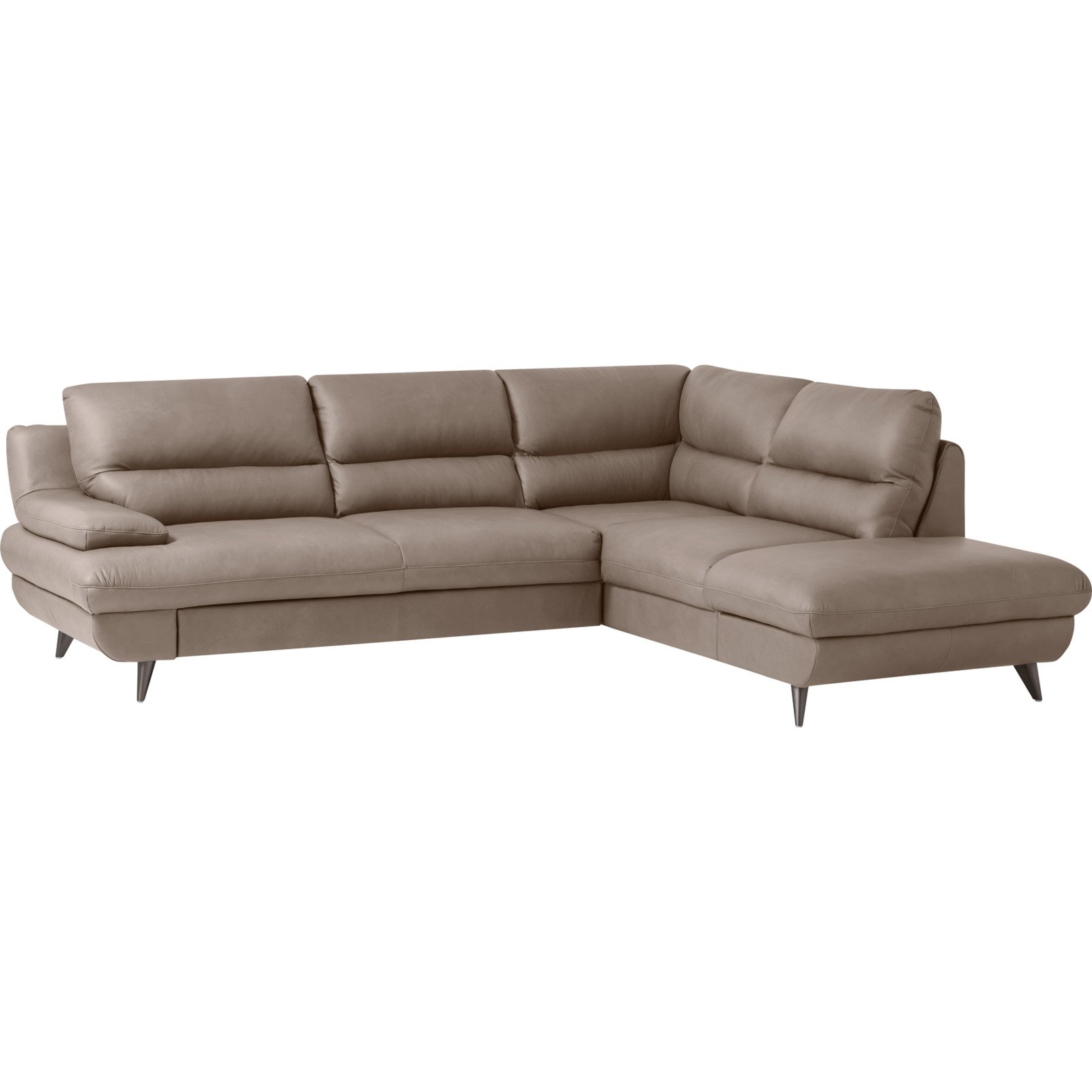 Ecksofa Pike Leder, Ottomane links hellgrau