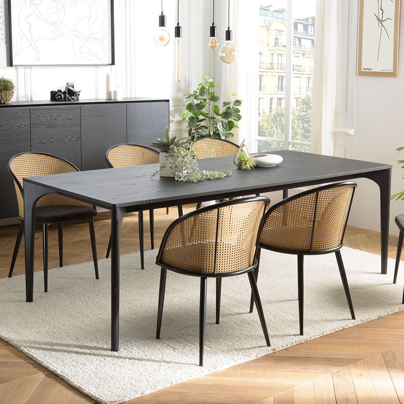 Macabane Table à manger Madison noire - 220x100x76 cm