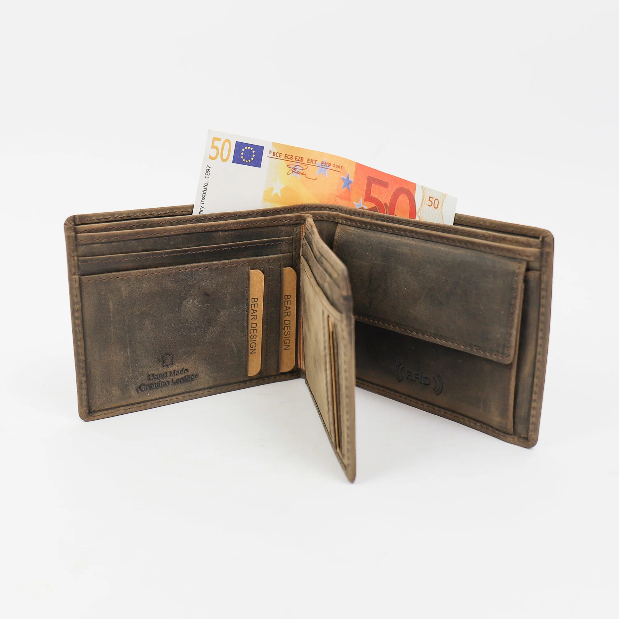 Bear Design Dark Nature Portemonnee Billfold Floris Bruin HD2749
