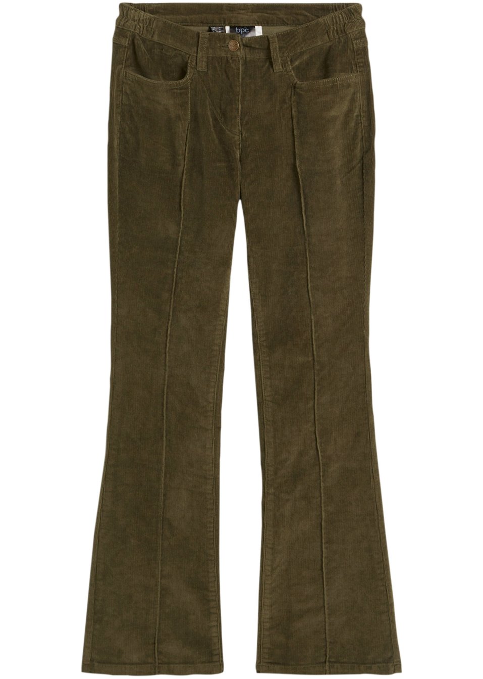 Pantalon velours côtelé Bootcut avec passepoil et taille confortable