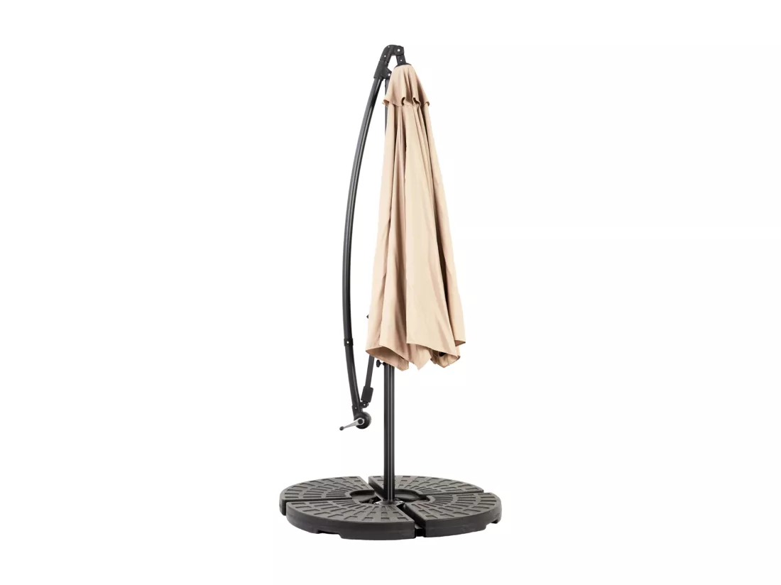 Parasol déporté - en acier et 100% tissu polyester - pour balcon jardin plage - Sans Base - 294x294x250cm - Kaki