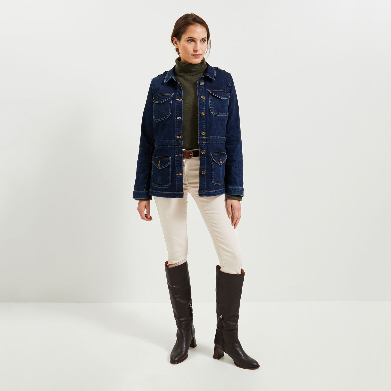 Veste saharienne denim femme