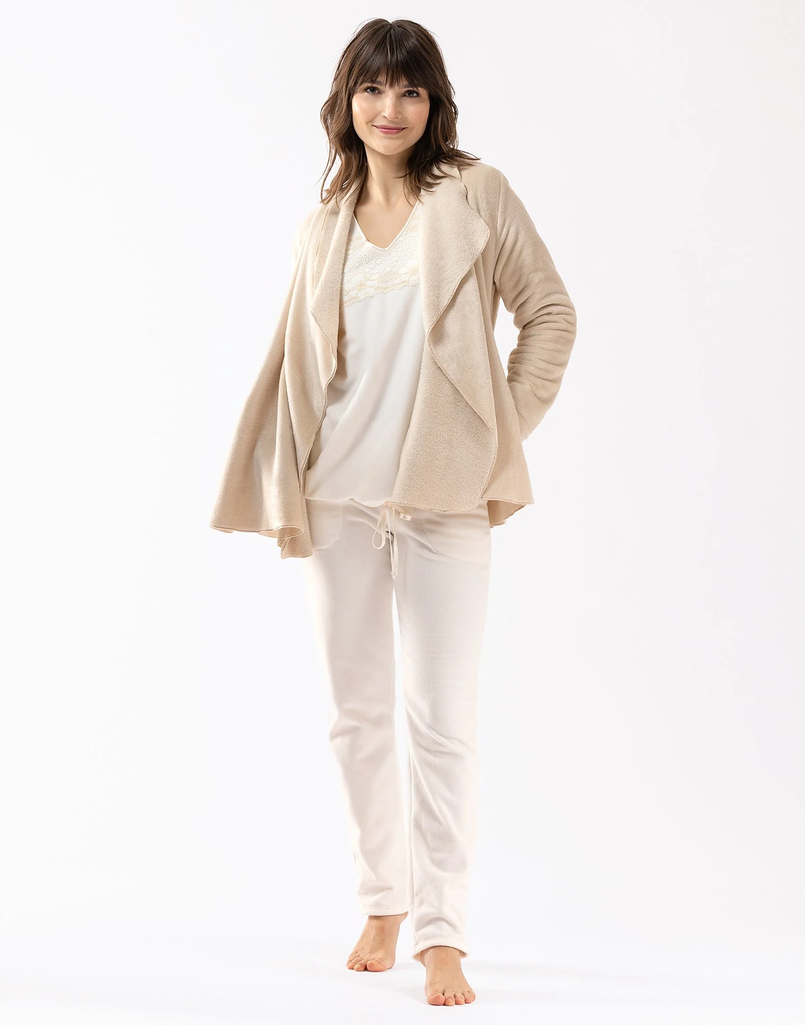 ESSENTIEL 873 - Veste en peluche flanelle | Beige