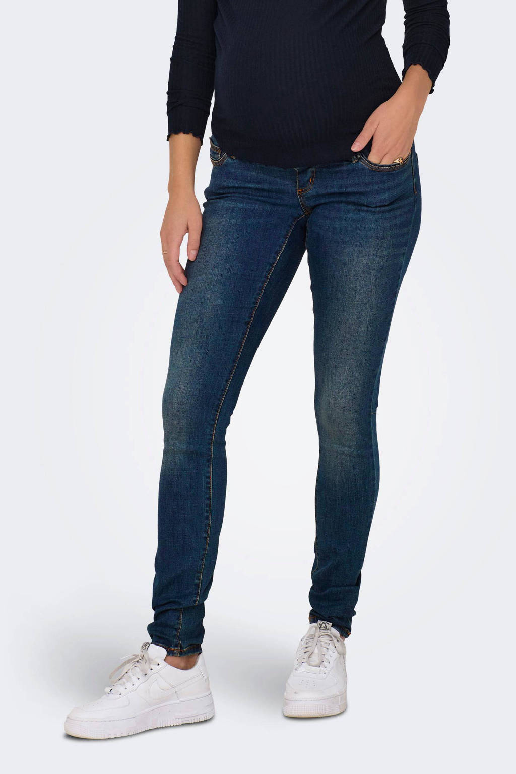 ONLY MATERNITY skinny zwangerschapsjeans OLMWAUW dark blue denim
