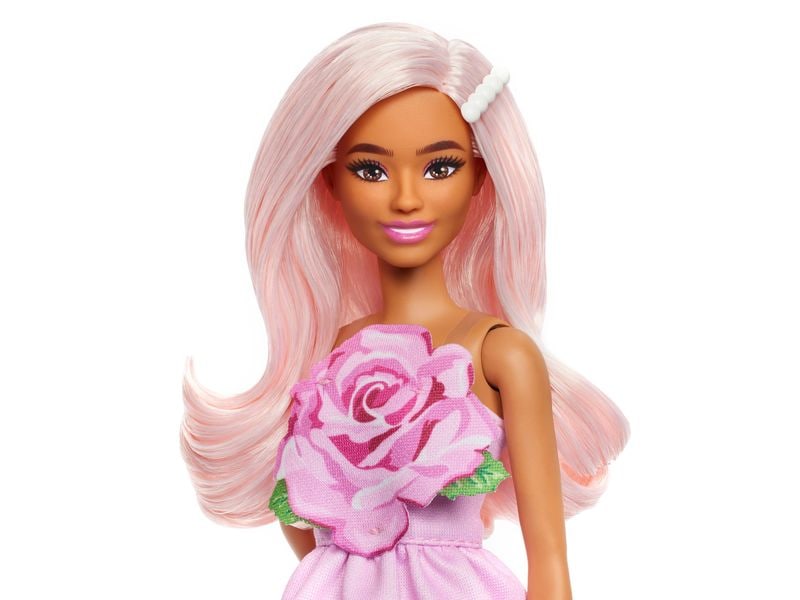 Barbie Puppe Fashionista Pink Rose Fashionistas-Puppe in einem trägerlosen Rosenkleid