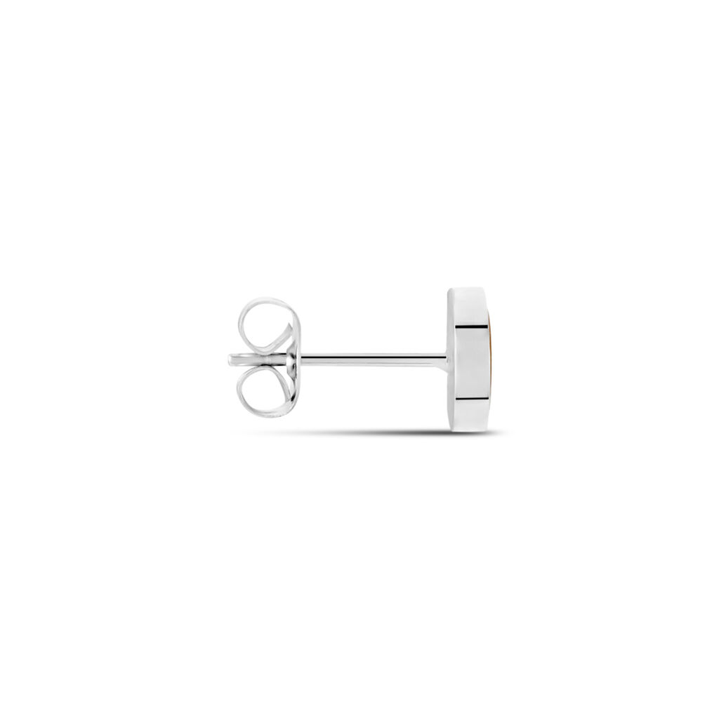 Boucle D'oreille Puce Unitaire Acier Blanc Maarten Oeilo De Tigre