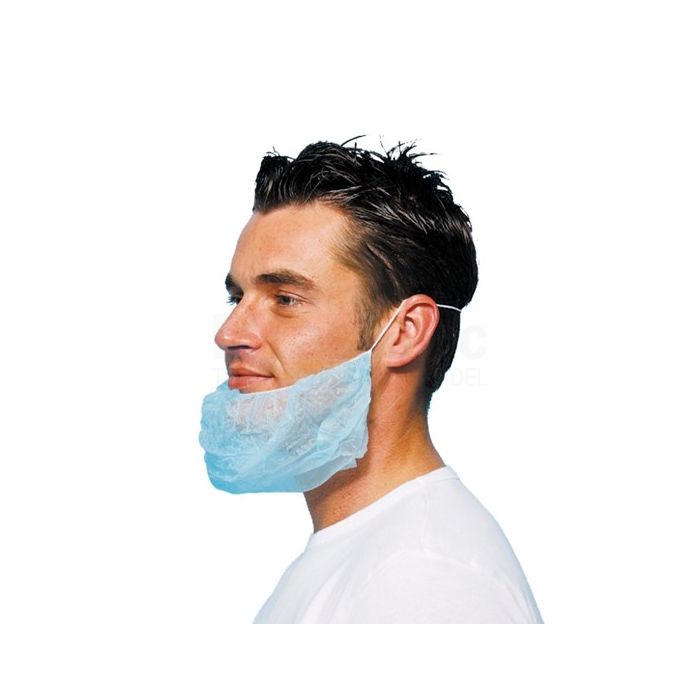 Baardmaskers 1000st Nonwoven Blauw 46x20cm 1 elastiek (50312)