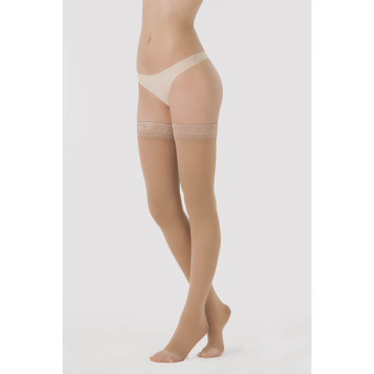 Bas autofixants pieds ouverts Sigvaris Essentiel Semi Transparent Classe 2