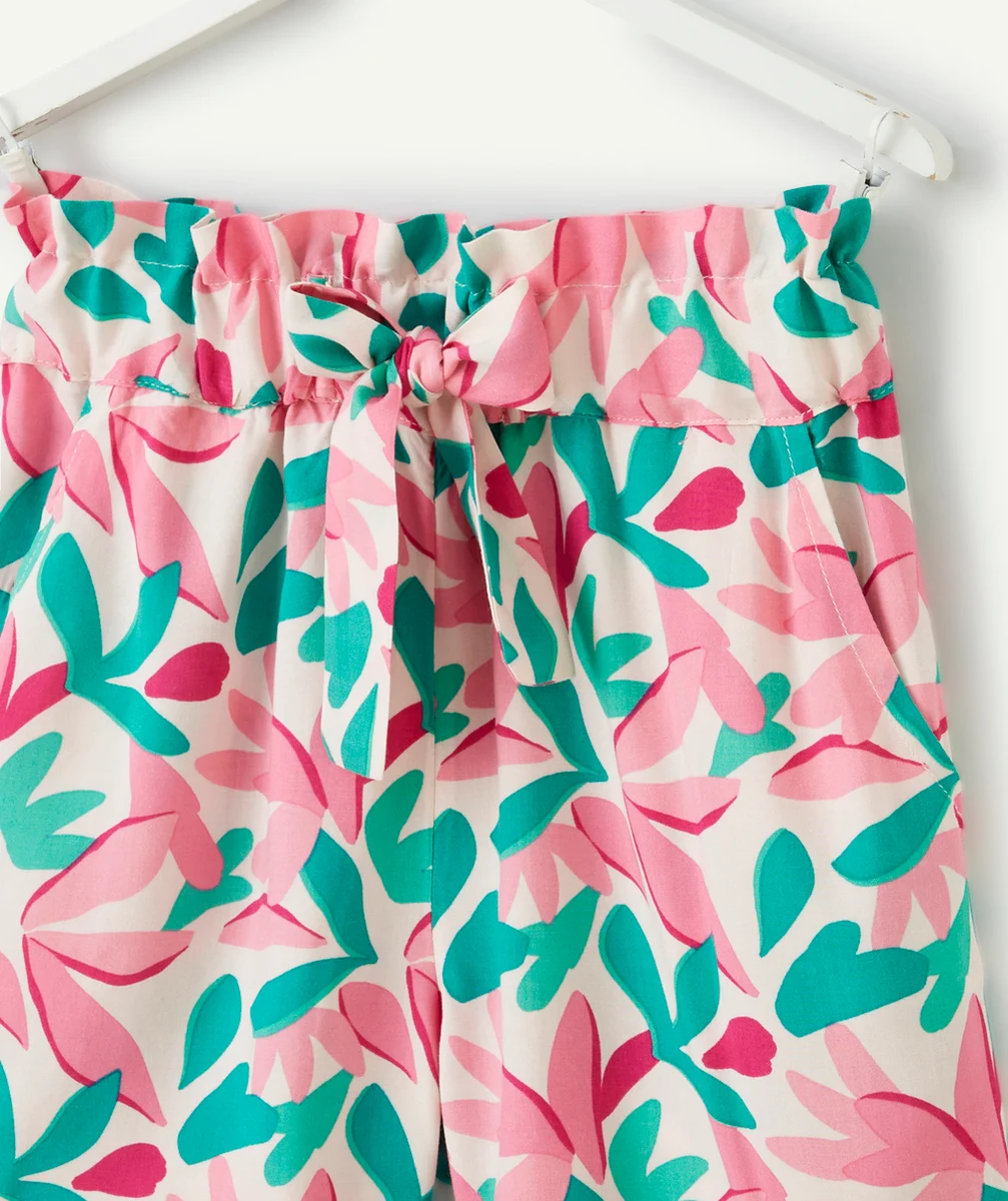 short fluide fille en viscose responsable rose imprimé fleurs