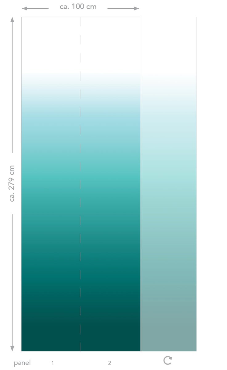 ESTAhome Fotobehang Dip-Dye Patroon Turquoise en Wit - 100 x 279 cm - 158820