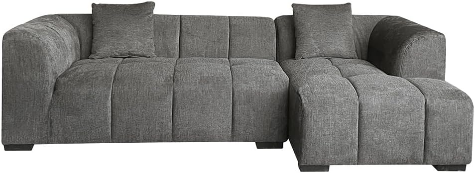 Riess Ambiente Modernes Ecksofa City - 245cm - Strukturstoff - grau - 3-Sitzer Couch inkl. Kissen Eckcouch Sofa Wohnlandschaft