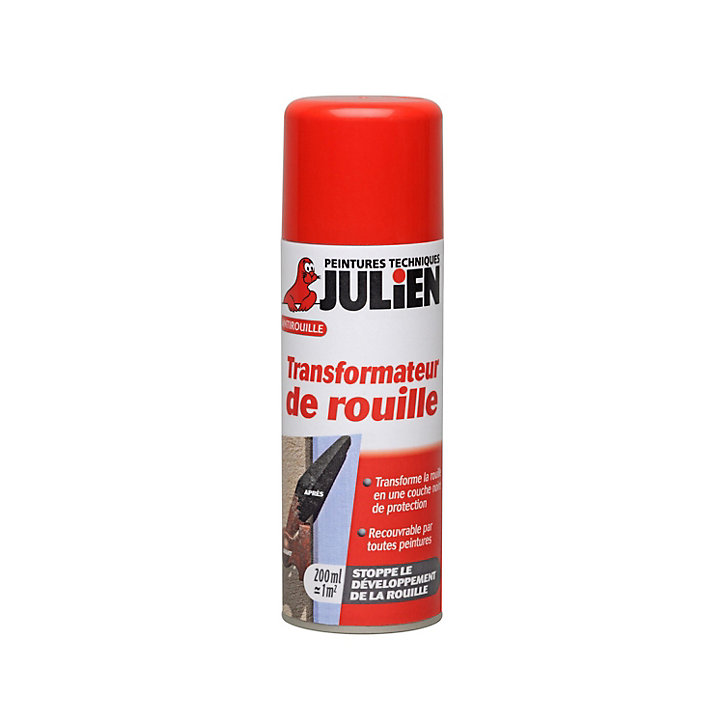 Aérosol extérieur Stop'Rouille transformateur de rouille Julien satin noir 200ml