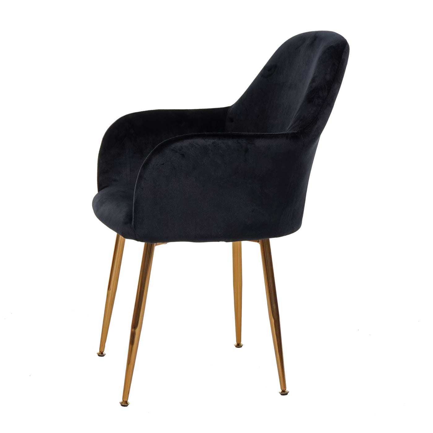 Esszimmerstuhl MCW-F18, Stuhl Küchenstuhl, Retro Design ~ Samt schwarz, goldene Beine