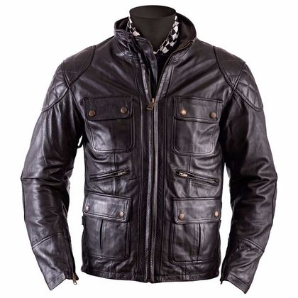 Blouson Helstons HUNT - cuir RAG - Marron