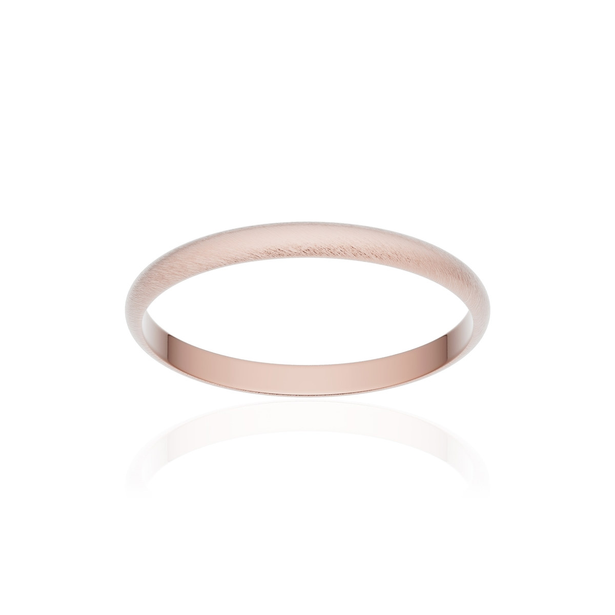 Alliance or 375 rose givré ruban 2mm