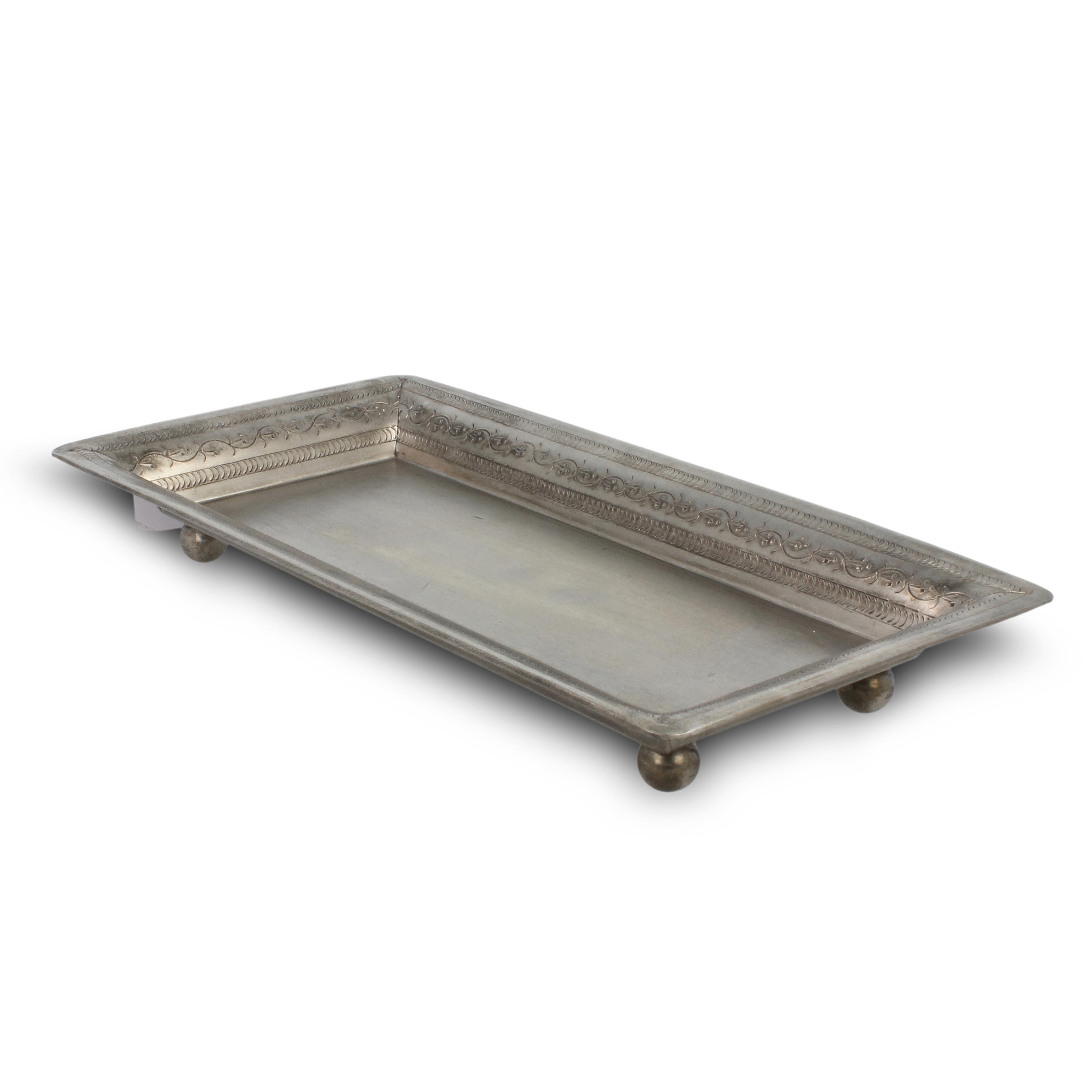 Teller eckig, silber, L 26 cm, B 13 cm, H 3 cm von fischer's lagerhaus