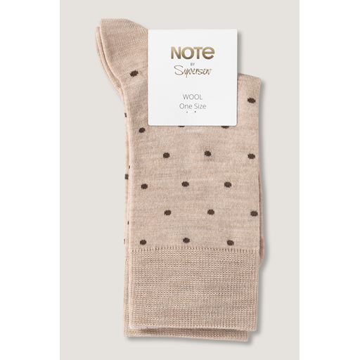 Note by Syversen Wool Dots Strømper, Beige/Brown