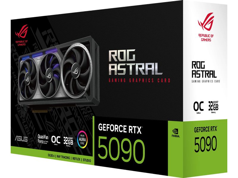 ASUS ROG Grafikkarte ROG Astral GeForce RTX 5090 32 GB OC E Gamer-Grafikkarte mit 32 GB GDDR7-Speicher, ermöglicht Auflösungen bis zu 8k