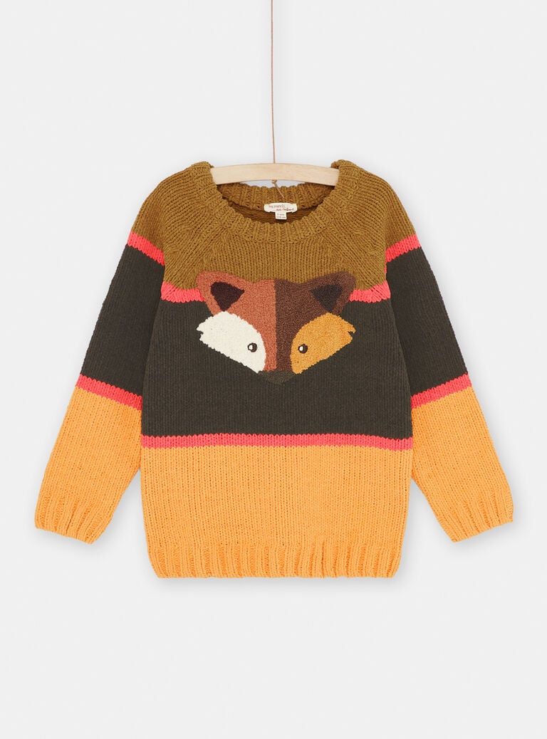 Pull cannelle à motif renard
