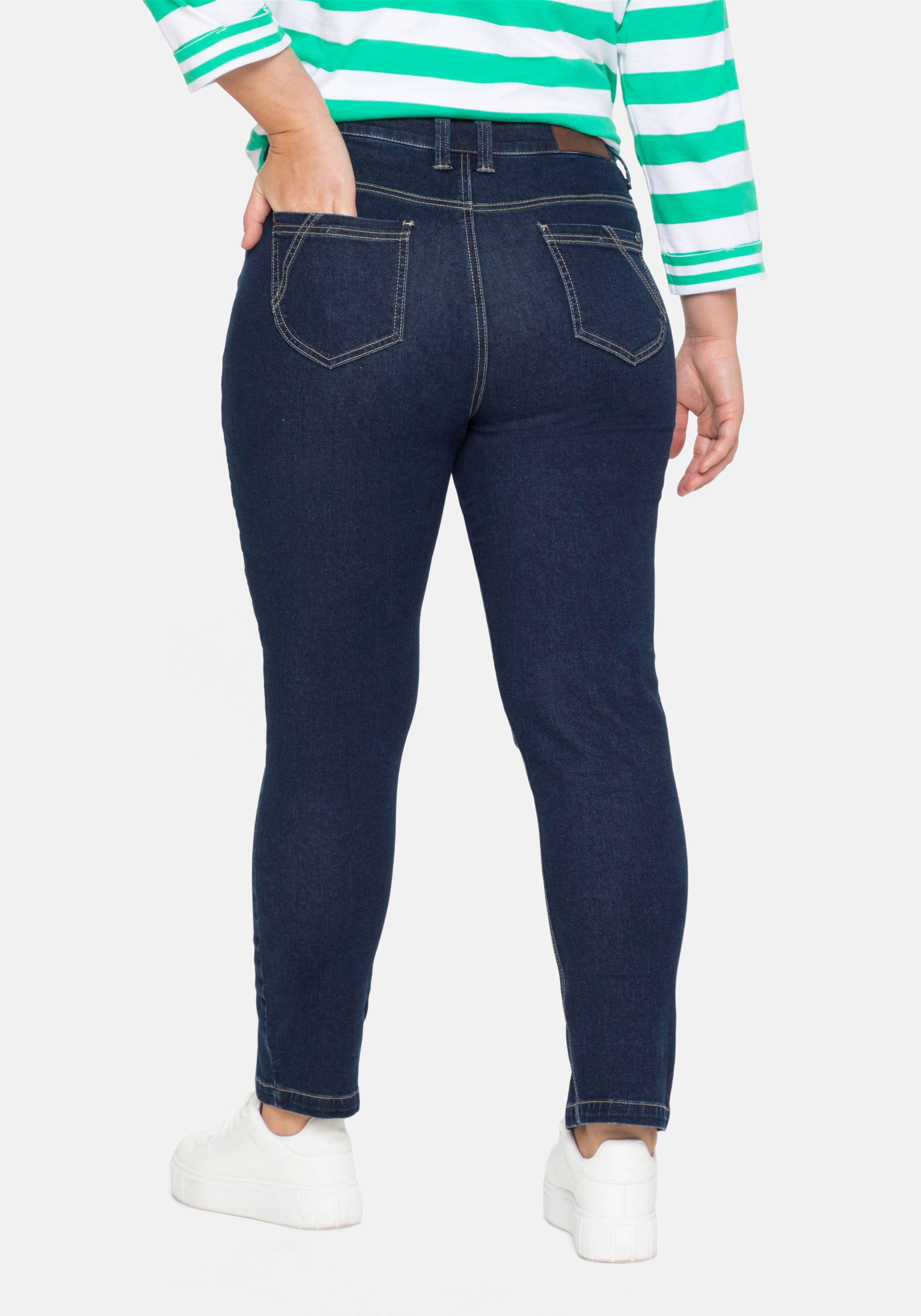 Schmale Ankle-Jeans mit Teilungsnaht vorn