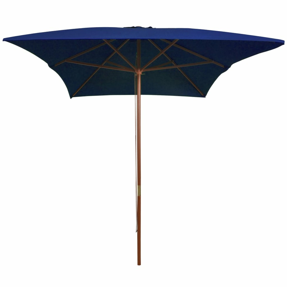 Parasol d'extérieur avec mât en bois 200 x 300 cm bleu
