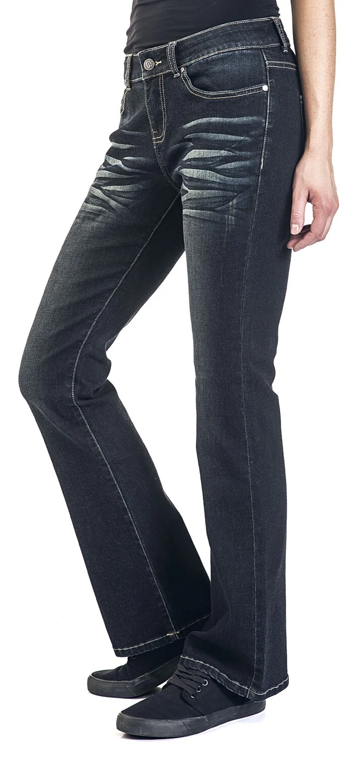 Grace - Jean Bleu Foncé Délavé & Retroussé | Black Premium by EMP Jean