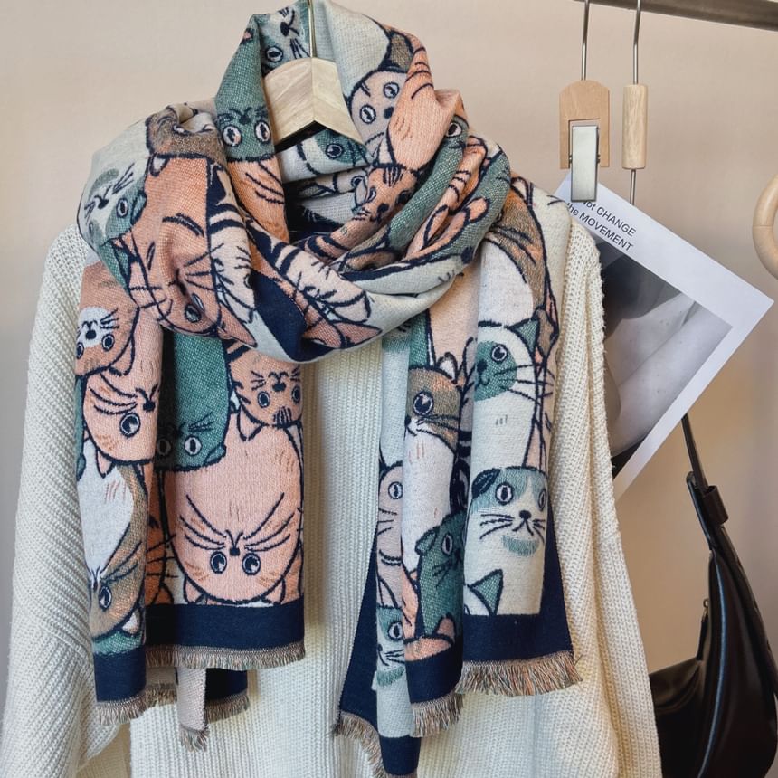 Frior - Sjaal met kattenprint