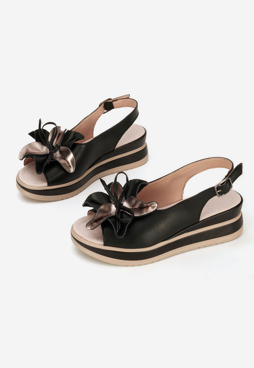 Sandales à plateforme en cuir noires Rafaelia