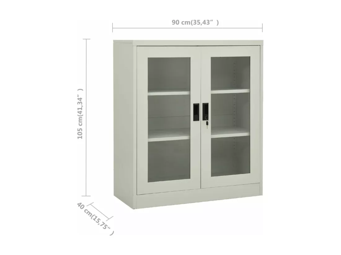 Armoire de bureau Gris clair 90x40x105 cm Acier