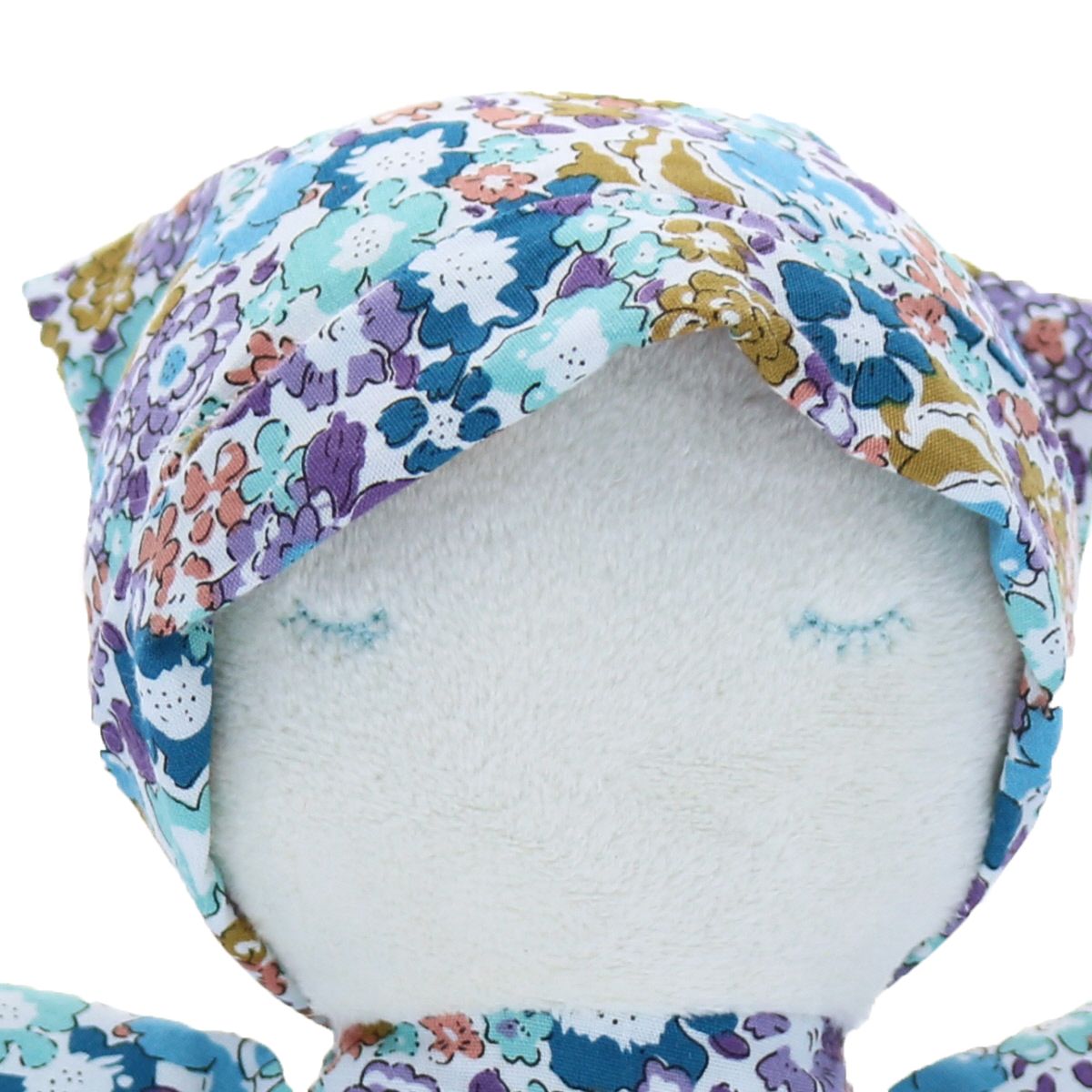Doudou lutin imprimé fleuri- Pivoine pétrole Jolie saison
