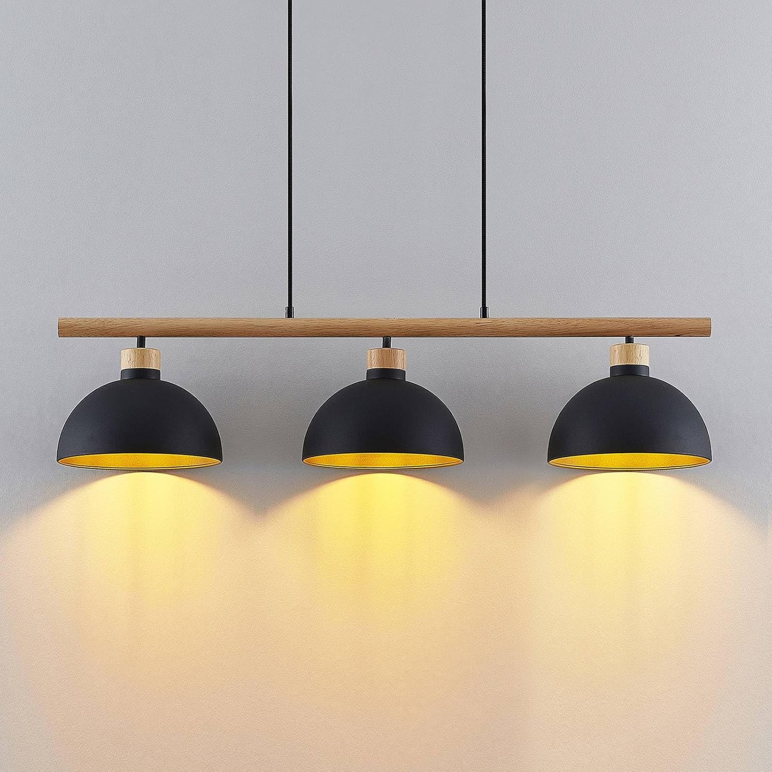 Lindby Pendelleuchte Tirzana (Retro, Vintage Antik) in Schwarz aus Metall (3 flammig E27) - Deckenlampe Esstischlampe Hängelampe Hängeleuchte Wohnzimmerleuchte