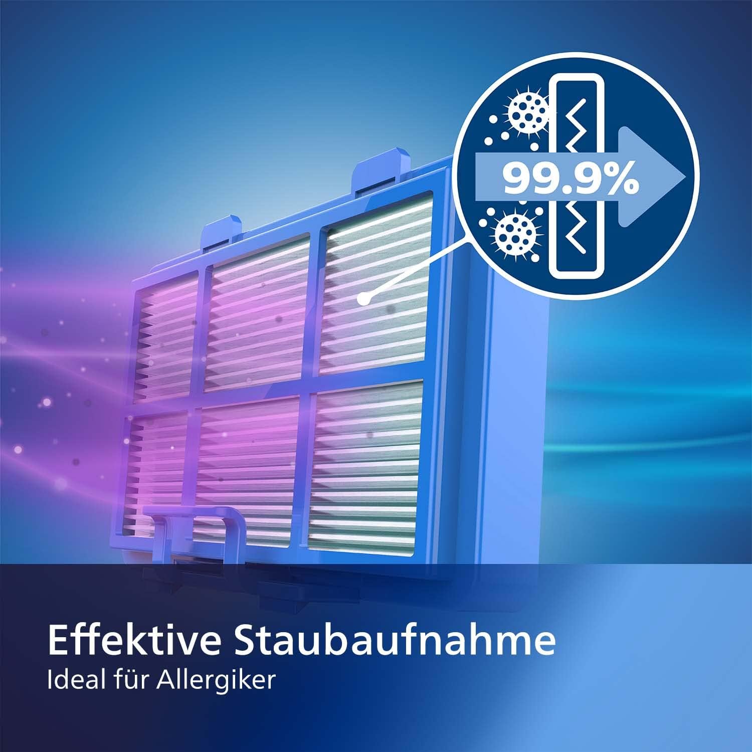 Philips Series 3000 Performer Compact Staubsauger mit Beutel – 900-W-Staubsauger mit Allergiefilter, 9 m Aktionsradius (XD3110/09)