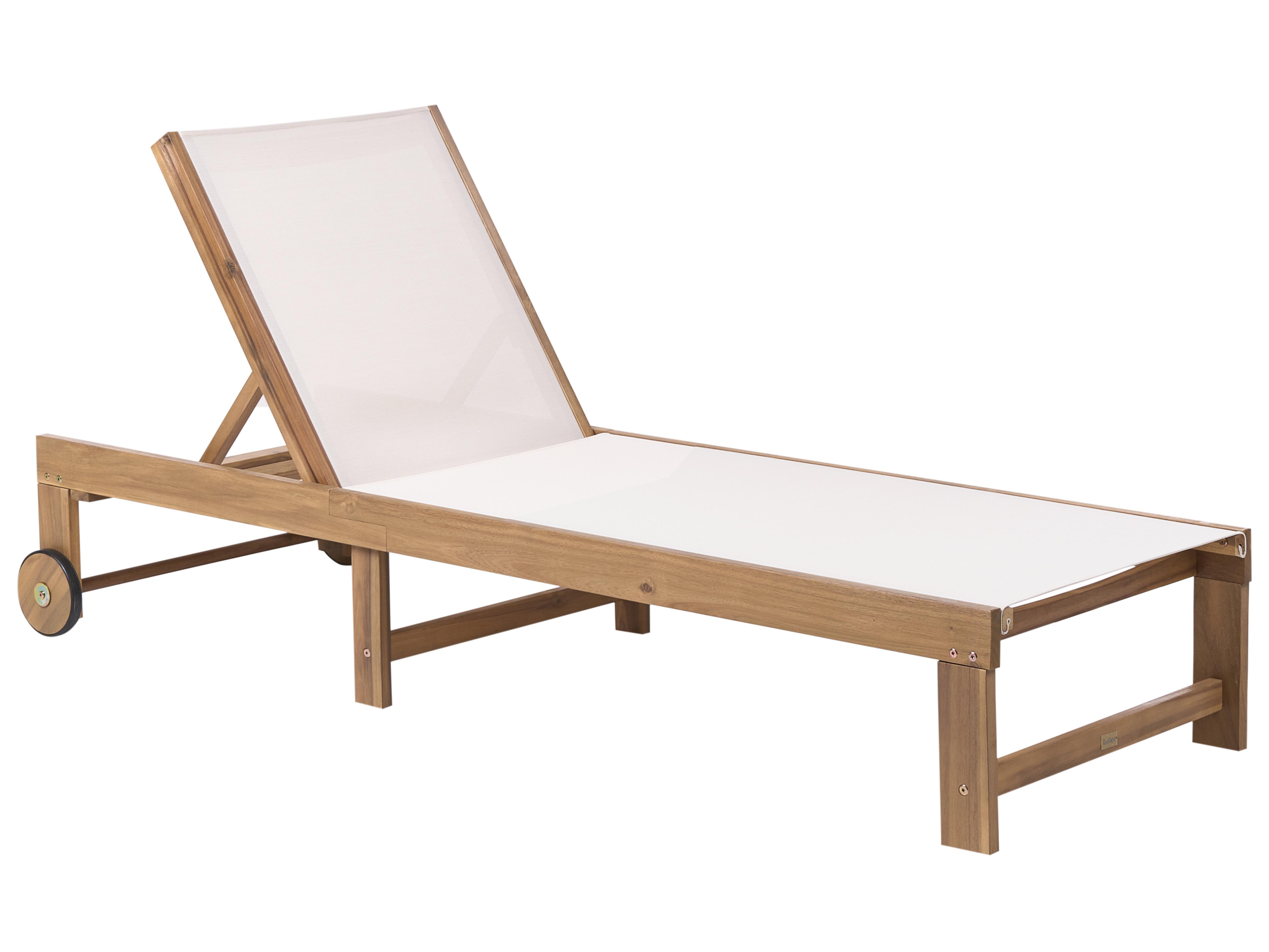 Ligstoel PEDESINA Acaciahout Beige