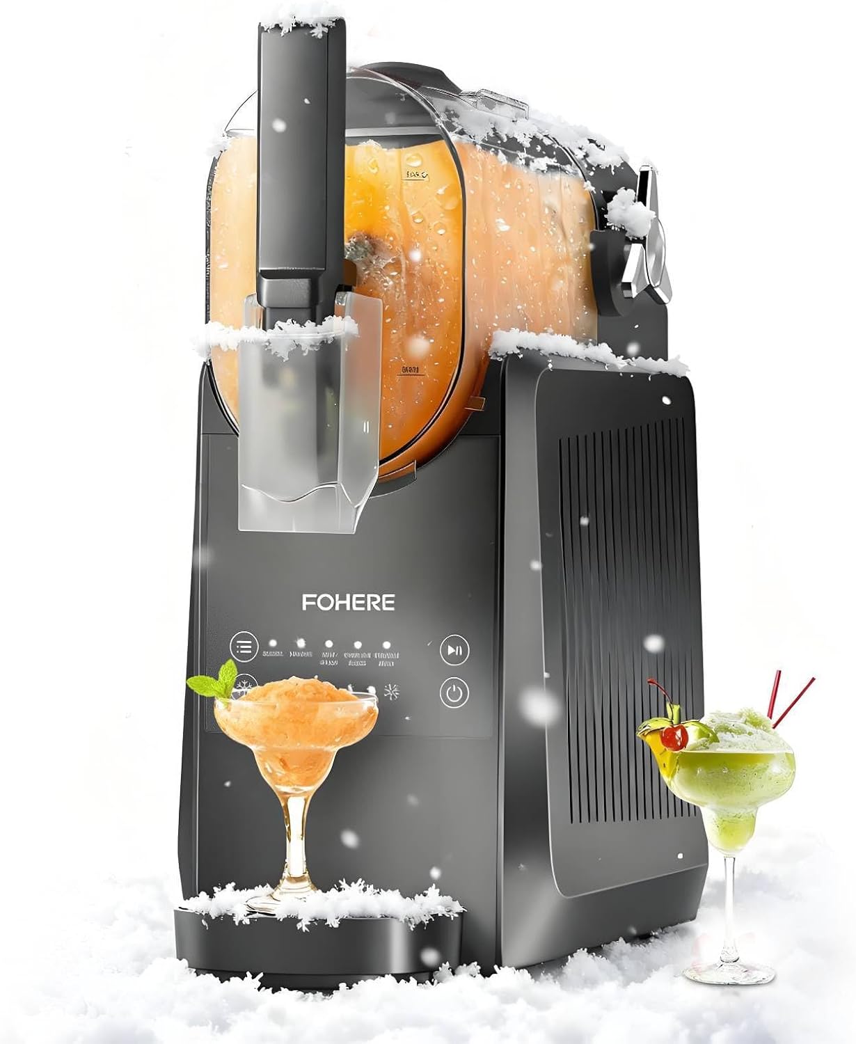 FOHERE Slush Maschine, 2,6L Slushie Machine mit 5 smarten Programmen, Slushy Machine für Zuhause, Ohne Eiswürfel & Selbstreinigung, für Slush, Eis-Cocktails, Frappé, Margaritas & Milchshakes
