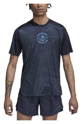 Maillot manches courtes adidas running D4R Noir Bleu Homme