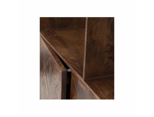 BOIS ET CHIFFONS CONCEPT - Bibliothèque 2 portes 6 niches - manguier kama
