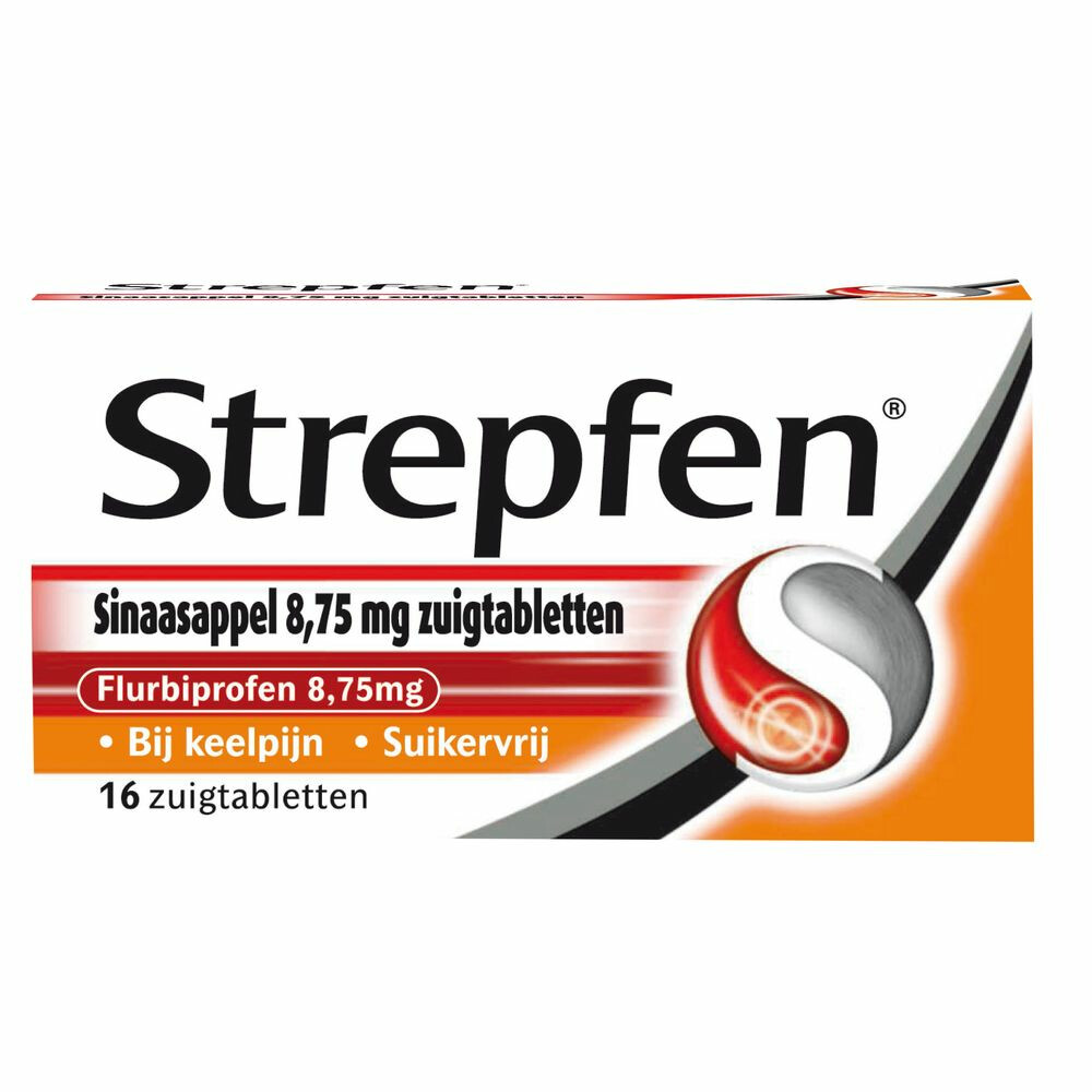 Strepfen Sinaasappel Suikervrij16 zuigtabletten