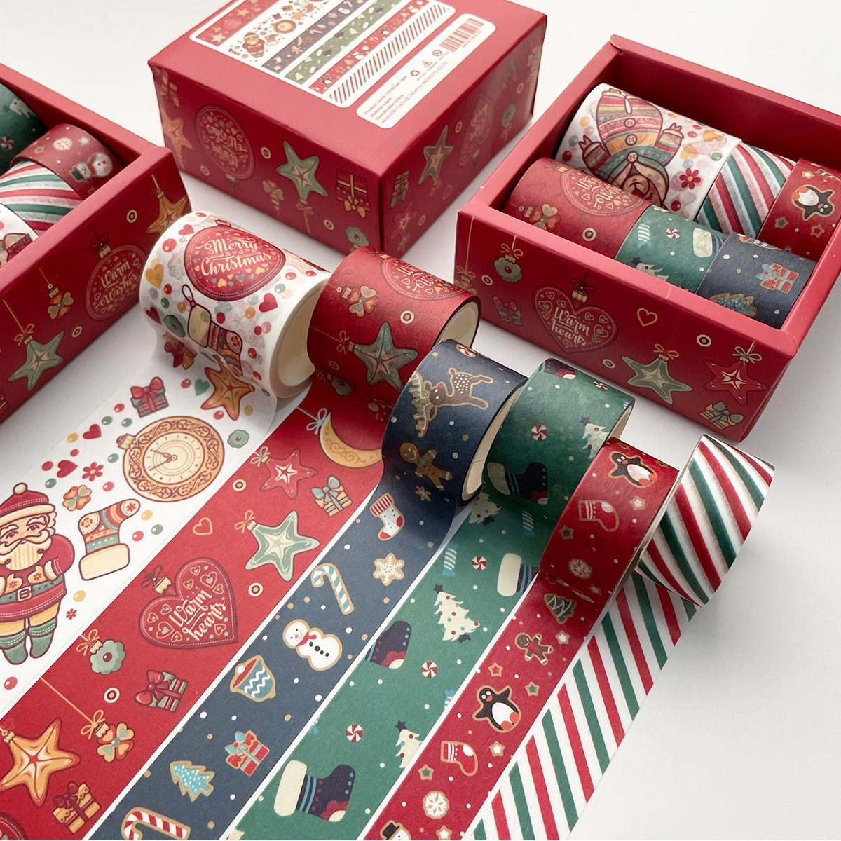 (6er Set) Weihnachts Washi Tape Deko Klebeband Bastel Masking Tape - Christmas