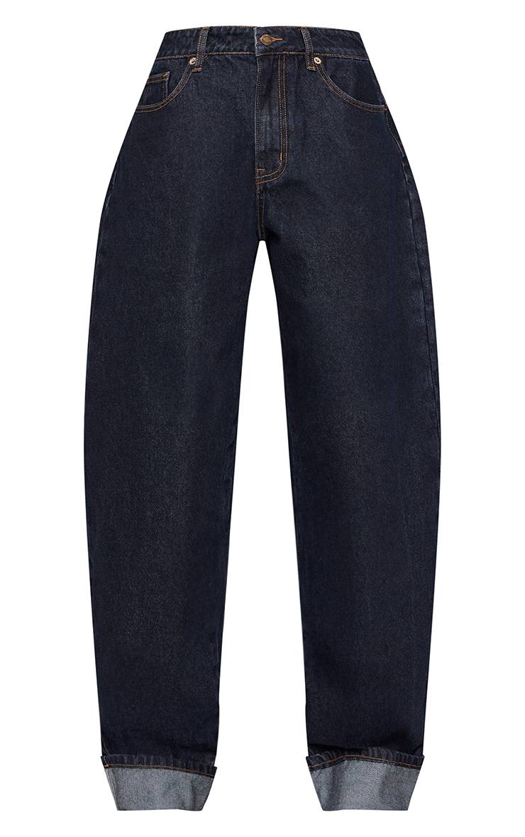 Raw Indigo Jean Barrel Tall À Revers Large