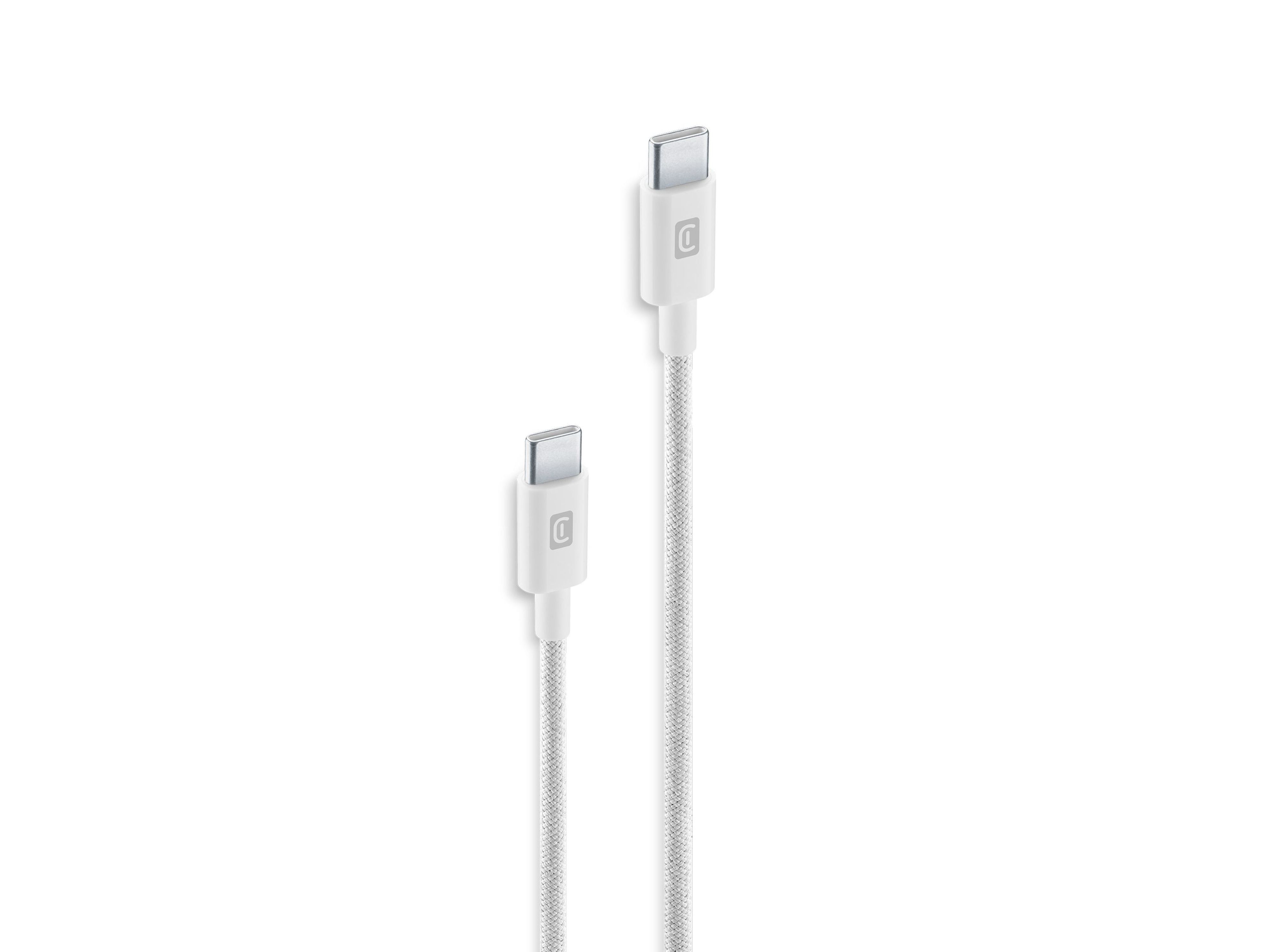 CABO CELLULARLINE BRANCO BRAIDED USB-C/USB-C 60CM