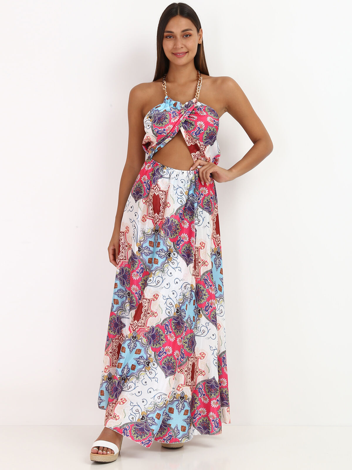 Robe à imprimé cachemire grandes tailles- Fuchsia