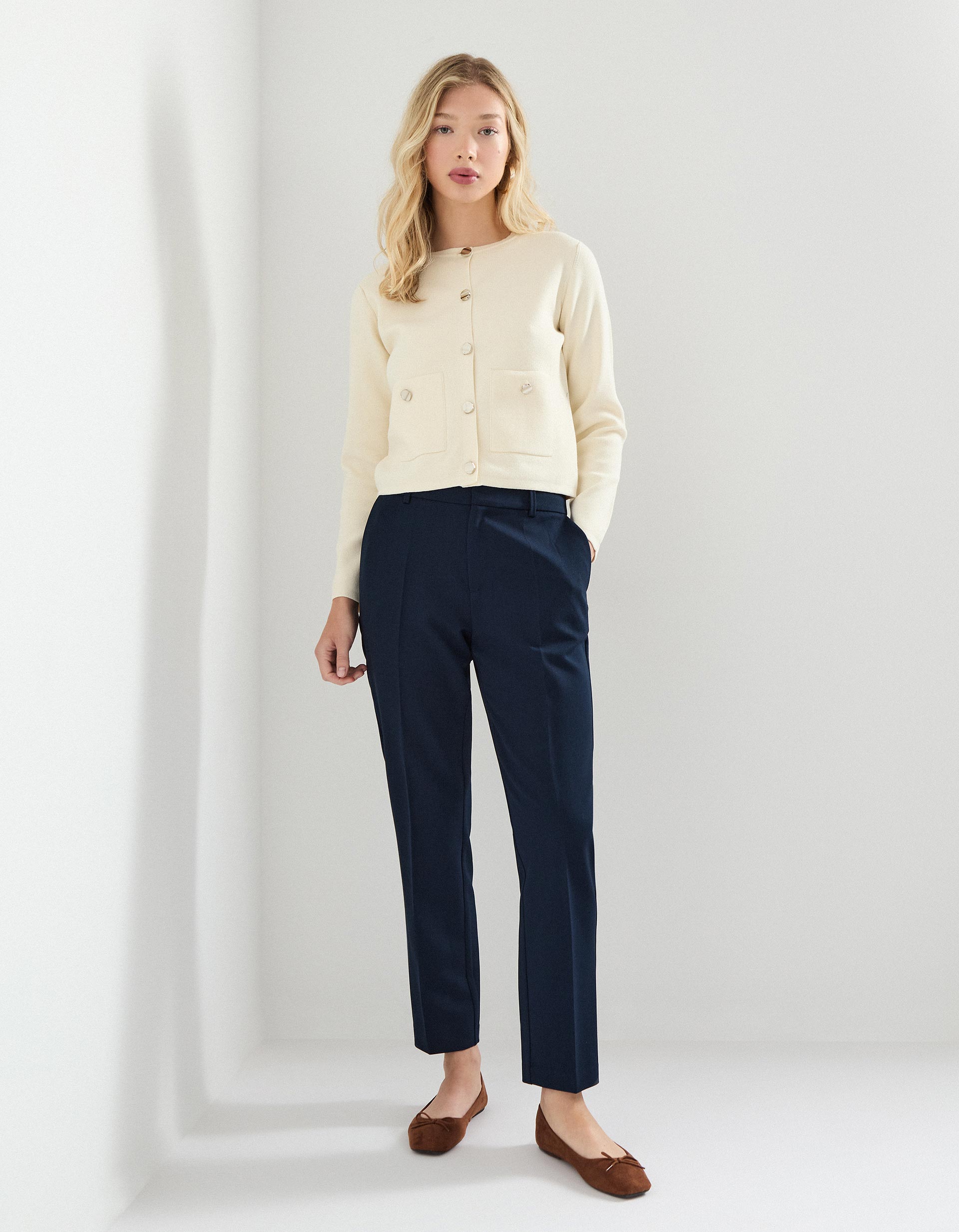 Calças Tailored, Mulher, Azul Escuro