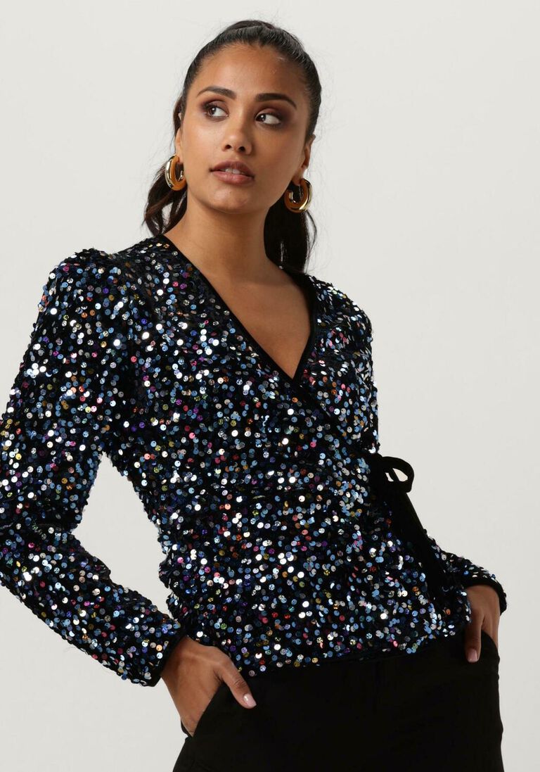 Y.A.S. zwarte y.a.s. blouse yaskillo sequin ls wrap top