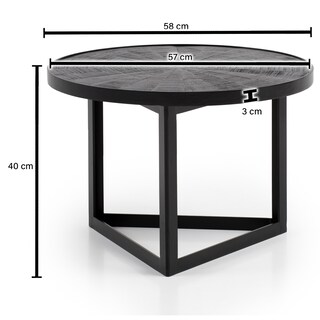 Couchtisch 58x40 cm Massivholz Mango schwarz