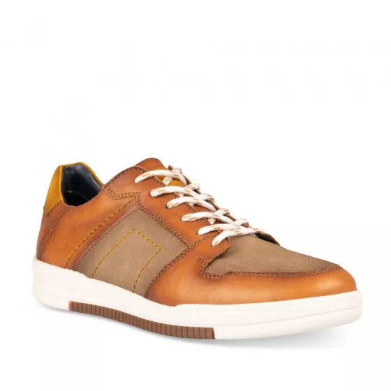Baskets COGNAC DENIM SIDE CUIR